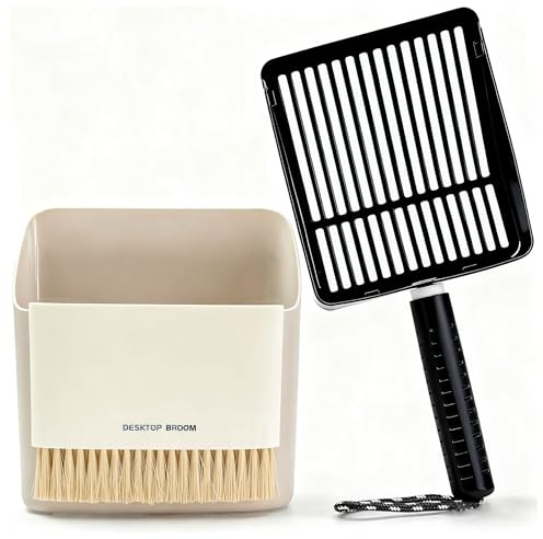 Cosstream Kattsandsspade - 1 st kattsandsspade i rostfritt stål med behållare Kattsandsspade Kattsandstillbehör och Kehrschaufel-set för all kattsand