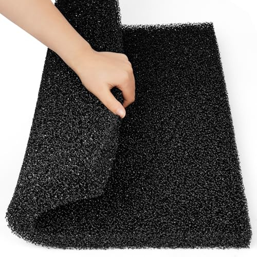 APXEL Spugna Filtrante, Nero Pori Larghi 50 * 50 * 4cm-20PPI Schiuma Filtrante, Spugne Filtro per Acquari, Vasche di Raccolta E Sistemi Idroponici