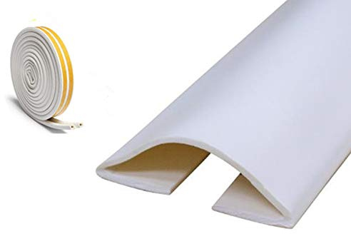 Under Door Draft Blocker Draught Excluder Self-Adhesive Rubber Door Bottom Seal Strip Under Door Sweep Weather Stripping Door Gap Stopper Soundproofing Noise Insulation 39 Long (White)
