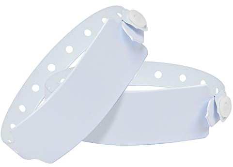 Wristall Braccialetti in plastica bianca per ospedale, confezione da 100, braccialetti in vinile identificativi per pazienti, in plastica medica impermeabile