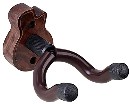 KingPoint Gitarrenwandhalter Handgitarrenhalter Verstellbare Gitarrenwandhalterung für Akustik- und E-Gitarren Black Walnut (MINI-BBLACK WALNUT HANGER)