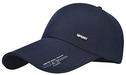 Kangqifen Gorra de béisbol unisex de ala larga de 4.3 pulgadas, gorra de camionero para papá, visera ajustable, azul marino, Talla única