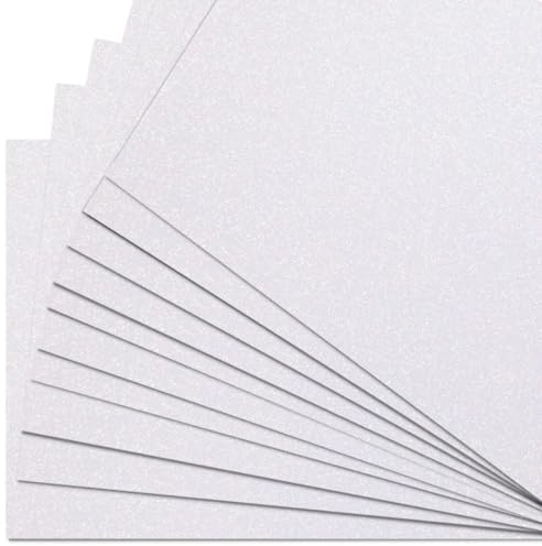 Springboard A4 Glitter Card Sheets - 10-Pack 290gsm Non Shed Glitter Cardstock for Card Making - Compatible w/Die-Cutting Machines - Sparkly Craft Supplies - White