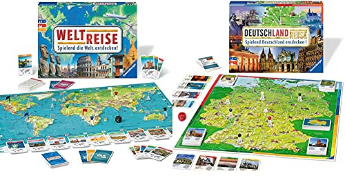Ravensburger 26888 26332 - Weltreise- Familienklassiker ab 8 Jahren - Gesellschaftspiel & Deutschlandreise - Familienklassiker ab 8 Jahren - Gesellschaftspiel, Reise durch Deutschland
