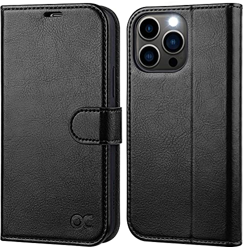 OCASE iPhone 13 Pro Max Hülle 5G Handyhülle [Premium PU Leder] [Kartenfach] [Magnetverschluss] Tasche Klapphülle RFID Schutzhülle Lederhülle Cover Kompatibel für iPhone 13 Pro Max Schwarz