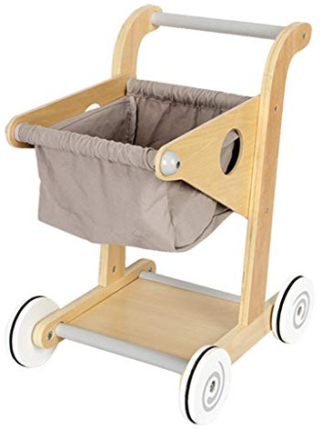 Sharplace Kids Wooden Shopping Cart, Shopping Cart, Supermarket Trolley, Toy Gift for Boys And Girls 5 6 Years Old, Gray