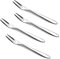 4pcs Quality Stainless Steel Forks Gift Sets for Olives Prawns Cocktail Antipasti Cheeses Escargot Dessert Cake Fruit Appetizer Dishwasher-Safe Reusable, Silver Cute Metal Pastry Forks Mirror-Polished