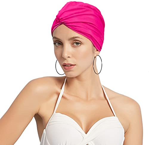Schwimmkappe Damen Badehaube Elastisch Badekappe Rutschfest Swimming Cap Ohrenschutz Schwimmmütze Weich Badehut Schnelltrocknend Schwimmhaube Bequeme Bademütze Langlebig Badehüte für Lang Kurz Haare