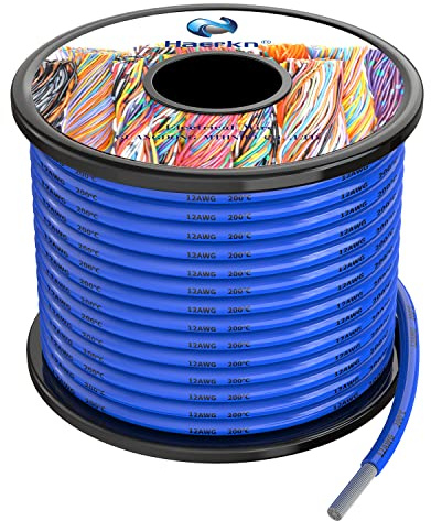 3.3mm² 12awg Silicone Electrical Wire Cable Blue 10Meters 12 Gauge Hookup Wires kit Stranded Tinned Copper Wire Flexible and Soft High Temperature Resistance