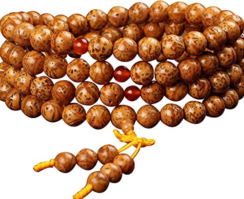 Collar de cuentas de oración budista de meditación Mala, pulsera, 108 Mala pulsera de madera Bodhi, cuentas de oración de madera natural for meditación Buda brazalete collar budista tibetano joyería