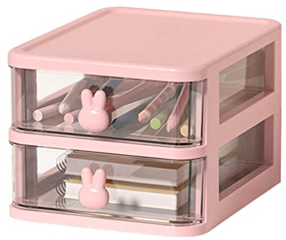 Organiseur De Bureau Kawaii avec Tiroir, Boîte De Rangement De Bureau Empilable, Papeterie Organizer/Pot À Stylo/Organisateur De Maquillage/Multifonctions Organisateur pour Le Bureau,L'école,La Maison