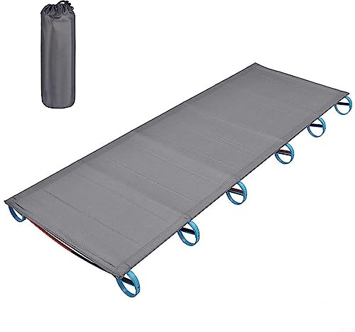 Lioaeust Lit de camping simple pliable ultra léger, lit de , lit de tente, lit en alliage d'aluminium, cadre pour randonnée, pêche, camping, 180 x 58 x 10 cm (B)