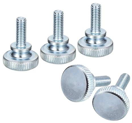 uxcell M6x16mm Knurled Thumb Screws,10pcs Carbon Steel Zinc Plated Flat Knurled Head Fully Threaded Thumb Screws Bolts Fastener