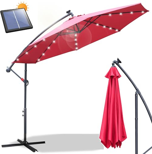 Daromigo - Ombrellone con manovella da 300/350 cm, ombrellone con supporto, parasole da giardino con protezione UV, in alluminio, impermeabile, per mercato e giardino, Ø 350 cm