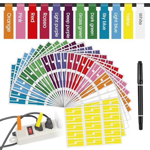720 PCS Kabeletiketten Kabel Selbstklebende Wasserdich Kabeletiketten Kabelbeschriftung Kabel Beschriftung Ettiketten Reißfest Kabelbeschriftung mit Markierstift für Identifizierung von Kabel