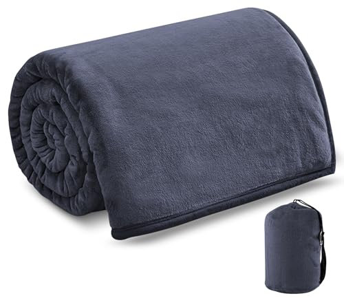BORDEAG Reisedecke Flugzeugdecke 2 In 1 Reisekissen Travel Blanket Verwandlungskissen Kuscheldecke Reise-Decke Weiche & Warme Für Flugzeug, Auto, Büro, Reisen, Zuhause(127x152cm Dunkelblau)
