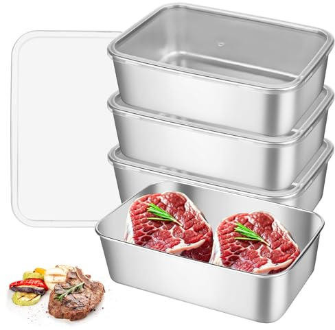 DMJJSD Recipientes herméticos con tapa, 2000 ml, juego de recipientes de almacenamiento de acero inoxidable, herméticos, recipientes para alimentos, frigorífico, organizador para queso, frutas, carne,