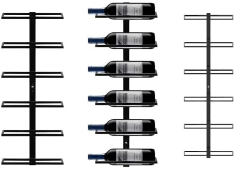 SMH LINE® Weinregal Metall schwarz für 6-10 Flaschen Flaschenhalter Metall Aufbewahrung Wandmontage Hängeregal Flaschenregal Wandregal Weinflaschenregal (6 Flaschen)