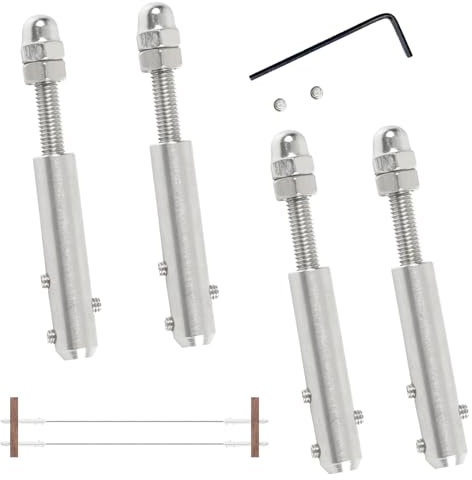 EGNGY 4 tensores de cuerda con destornillador en forma de L, tensor de cuerda de alambre, tensor de cuerda, para cable de alambre de acero de 4 mm, tensor de cable ajustable de acero inoxidable para