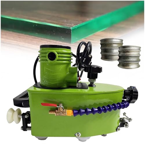 Electric Glass Edger Grinder with Diamond Wheels and Polishing Wheels for Straight and Round Bevel Edge Grinding and Polishing