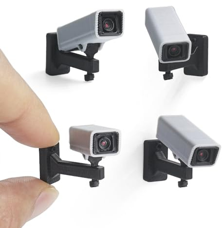 Odoria Dollhouse Security Camera Miniature: 1/12 Scale Fake CCTV Non-Functional Wall Props Modern Gray - Mini Plastic Video Surveillance Display Model for Figure Diorama DIY Craft 4 Pcs