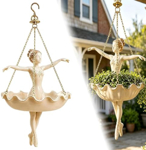 ActSo Pot de Fleur Suspendu élégante Figurine de Ballerine suspendable (A) | pour plantes araignées et vignes,rotation à 360 °,décoration d'intérieur ou d'extérieur – Cadeau pour professeur de danse