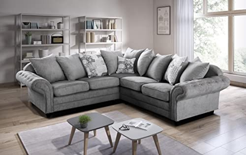 MK Sofas Modern Sofa | Large 5 Seater Corner Suite 2C2 | Graphite Grey Upholstered Settee | Symmetrical Corner Layout