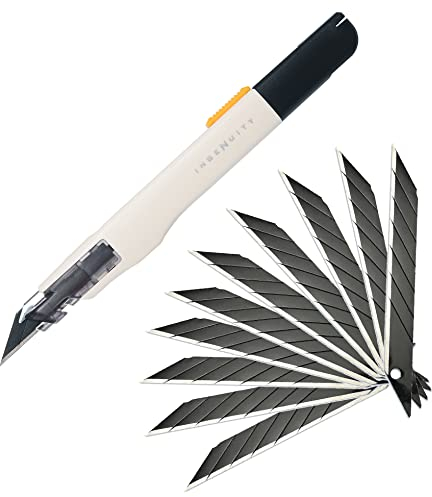 FOSHIO Taglierino di precisione Taglierino Professionale Cutter a 30° per pellicole, carta, artigianato e carta da parati, coltello da intaglio con 10 pezzi Snap-off 30° Lame 9mm