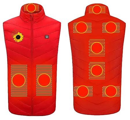 Gilet Chauffant Homme et Femme, Veste Chauffante Léger Doudoune sans Manche,Gilet électrique USB avec 9 Feuilles de Fhaleur, Gilet Chauffant Lavable pour Ski en Plein Air Chasse Camping Cyclisme