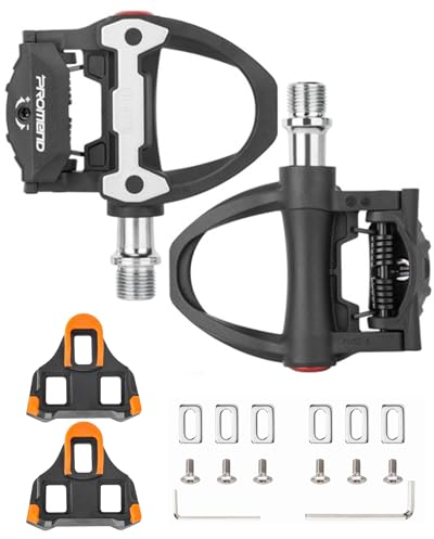 Rennradpedale, Leichte Clipless Fahrradpedale mit Stollen Set, Kompatibel mit SPD-sl-System, 6 Grad Float 9/16 Zoll