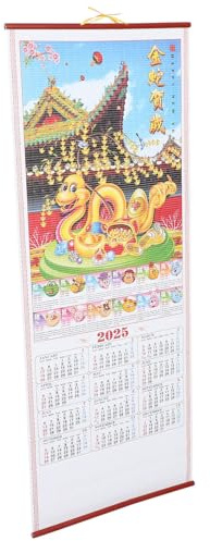 Operitacx Calendrier mural chinois 2025 Année du serpent Calendrier lunaire traditionnel chinois mensuel mural pour le Nouvel An à domicile