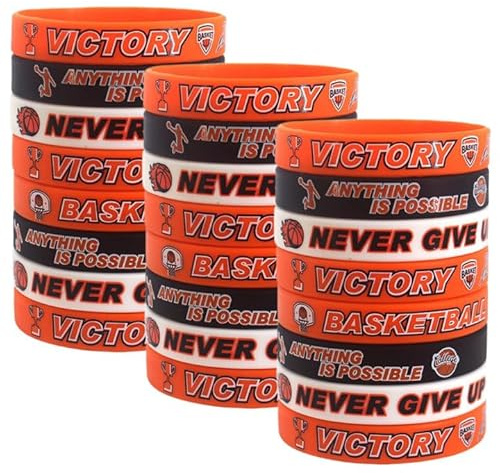 VYZUTR 24 Pezzi Braccialetto Motivazionale in Silicone per Basket, Decorazioni per Feste di Basket per Bambini Adolescenti Feste di Basket Braccialetti per Basket per Regali Sportivi di Gioielli