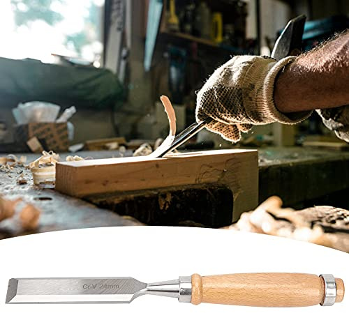 Scalpello Carpentiere, Manico in Legno Lima in Acciaio Coltello Lavoro Professionale Scalpelli per Legno Strumenti per Legnow Cr V 24mm G Falegnami