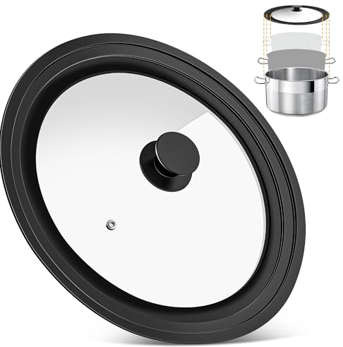 Pfannendeckel 28 cm, 26 und 24 Universaldeckel,Deckel Pfanne mit Abgestuften Silikonrand,Glasdeckel für Pfannen, Topfdeckel HitzebestäNdig (24-26-28cm)