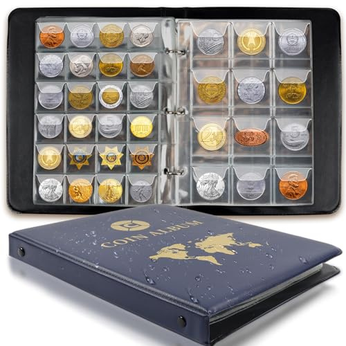 Sammelalbum für Euro Münzen 300 Taschen,Münzalbum 2 Euro Münzen 3.5 * 3.5 cm/4.5 * 4.5 cm,Münzen Aufbewahrung,Coin Collection,Euromünzen Sammelalbum,Münzsammelalbum für Briefmarken,Abzeichen,Pennies