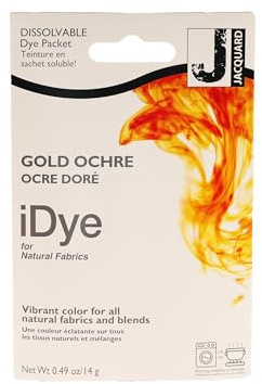 Jacquard iDye Gold Ochre Fabric Dye for Natural Textiles, Easy Stovetop Clothing Colouring with Dissolvable Packet, Garment Upcycling Solution,14g Sachet