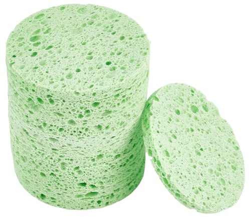 GORGECRAFT 12 Esponja Limpiadora Facial Reutilizable Esponjas Desmaquillantes Planas Y Redondas para Lavarse la Cara Esponjas de Maquillaje de Color Verde Claro para Base Limpieza Diaria Exfoliación
