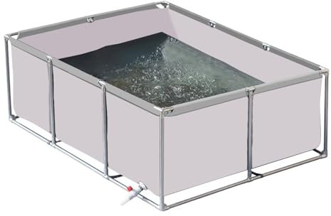 uofgcru Estanque Grande para Piscina de Acuario, Estanque de Peces Plegable de Lona, Piscinas elevadas rectangulares con Estructura de Tubo galvanizado(White-1×1×0.8m)