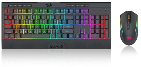 Redragon S151 PRO 3-Mode Wilreess Gaming Keyboard & Mouse Combo, 104 Keys K525 RGB Membrane Keyboard and 10000 DPI M616 Gaming Mouse Bundle