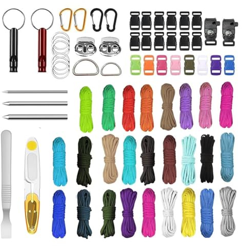Paracord 550 cuerda de 4 mm, juego de cuerda de paracord con 3 metros de 7 núcleos, cuerda de nailon multiusos, para manualidades, pulsera, correa de perro, collar, camping, supervivencia al aire