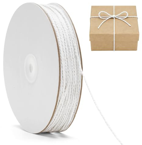 G2PLUS 100m Spago Bianca: Corda in Cotone 2mm, Spago Naturale su Bobina in Cartone, Filo per macramè, Cucina, Arrosti, Fai da Te, Confezioni Regalo e Decorazioni Creative