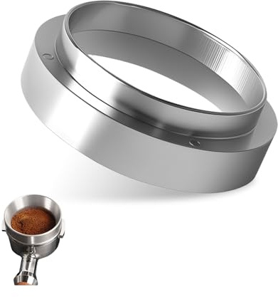 HMCEY Anello Dosatore per Caffè 51 MM,Imbuto Dosatore Magnetico,Accessori Portafiltro Espresso,Anello per Imbuto di Riempimento Alluminio,Facile da Pulire per Baristi,Casa,Raccoglitore Polvere-Argento
