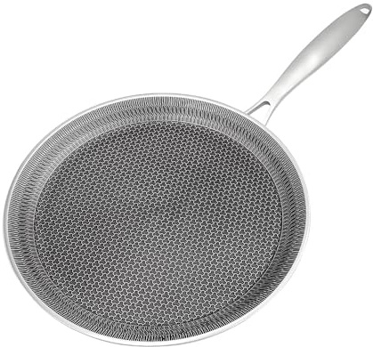 Bobikuke Sartén para Crepes de Acero Inoxidable 26 cm, Revestimiento Antiadherente, Apto Todo Tipo De Cocinas E Inducción