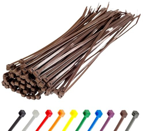 Gocableties - Fascette Plastica Marroni - 300 mm x 4,8 mm - 100 Pezzi - Fascette Elettricista