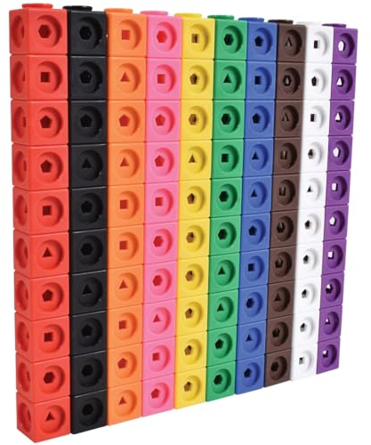 edxeducation Maths Cubes | Set of 100 | Maths Resources | 10 Colours | 5 Geometric Shapes on Each Block | Classroom Learning Supplies, Counting Cubes