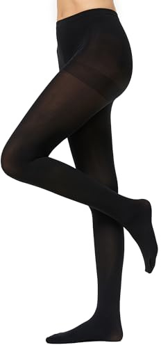 Nur Die Ultra Blickdicht 80 DEN warme Strumpfhose matte Optik breiter Komfortbund Baumwollzwickel Damen, schwarz, XL