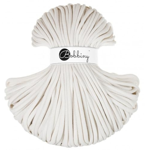 Bobbiny Cuerda de macramé trenzada Jumbo de 9 mm (blanco roto), 100 m