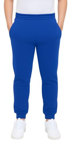 KHIM Joggingbyxa träningsoverall underdel byxa barn unisex flickor pojkar träningskläder, Kungsblå, 9-10 Years