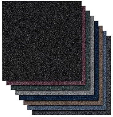 FLODI. Carpet Tiles Basel, 50 x 50 cm (Green, 4 Tiles, 1 m²) Heavy Duty Carpet Tile Flooring Squares, Bitumen Back Floor Tiles for Home, Office and Commerical