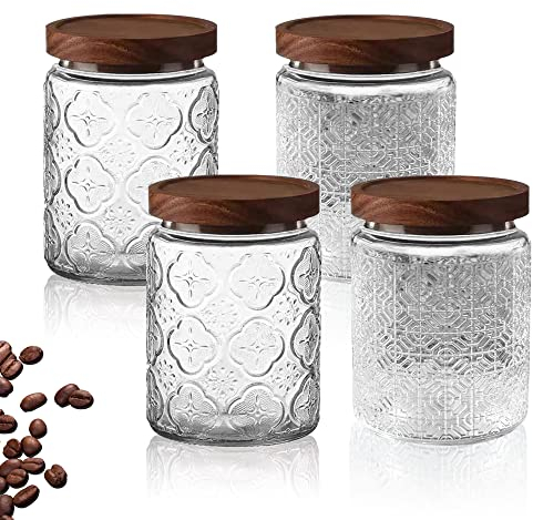 Juego de 4 tarros de cristal con tapa, 700 ml, grandes, herméticos con tapa, tarros de almacenamiento herméticos para alimentos, harina, legumbres (grandes)